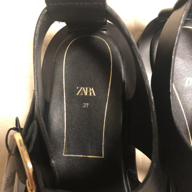 ZARA(ザラ)の新品 ZARA  レザーフラットケージサンダル グルカサンダル 37 24cm レディースの靴/シューズ(サンダル)の商品写真