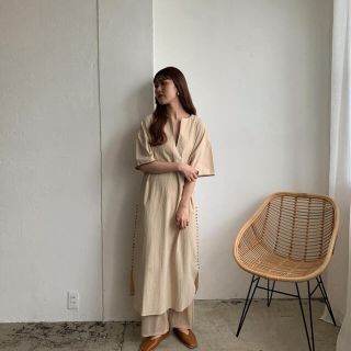 Amiur side button kaftan ops(ロングワンピース/マキシワンピース)