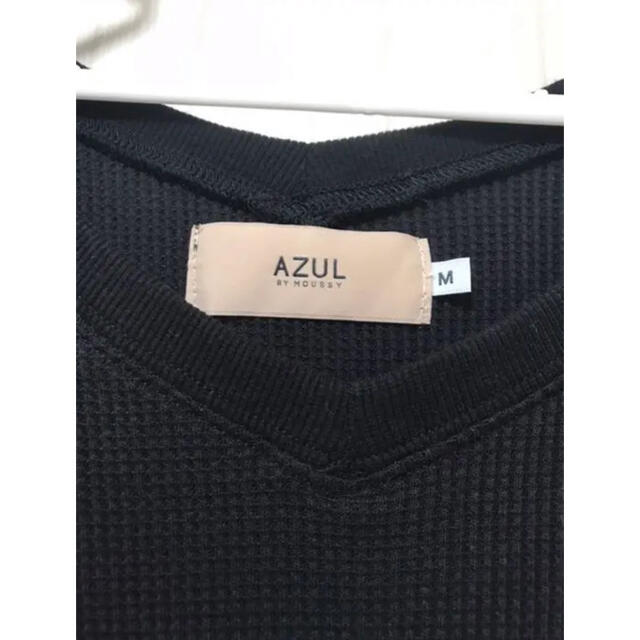 AZUL by moussy(アズールバイマウジー)のトップス　ワッフルフレンチスリーブ前後Vカットソー レディースのトップス(Tシャツ(半袖/袖なし))の商品写真