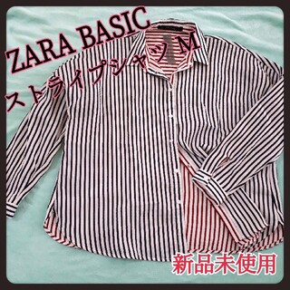 ザラ(ZARA)のZARABASIC　ザラ　ベーシック　ストライプ　シャツ　Ｍ(シャツ/ブラウス(長袖/七分))