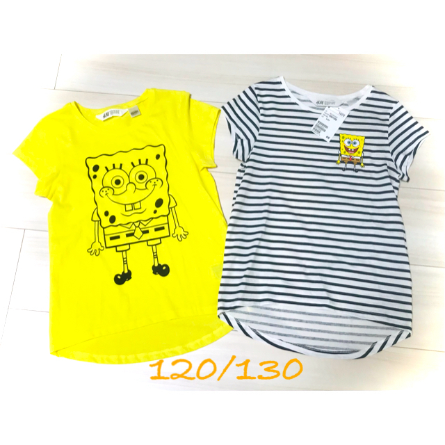 H&M(エイチアンドエム)のスポンジボブ Tシャツ 2枚セット（120/130） キッズ/ベビー/マタニティのキッズ服女の子用(90cm~)(Tシャツ/カットソー)の商品写真