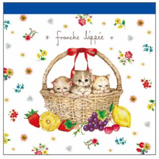 フランシュリッペ(franche lippee)のfranche lippée （フランシュリッペ）スクエアメモ バスケットねこ(ノート/メモ帳/ふせん)