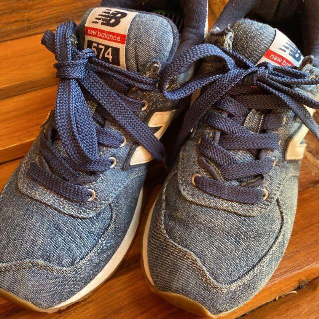 New Balance(ニューバランス)のUSED★激レア・完売★ニューバランス ML574YLE★デニム地★22.5cm レディースの靴/シューズ(スニーカー)の商品写真