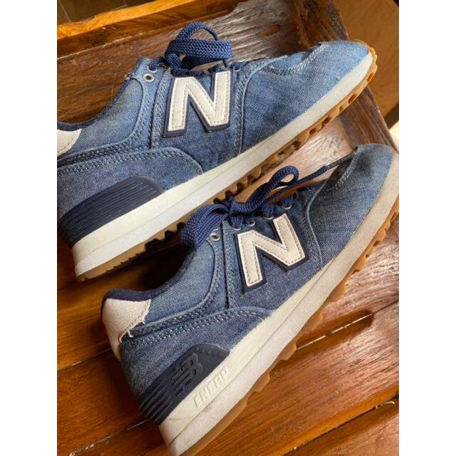 New Balance(ニューバランス)のUSED★激レア・完売★ニューバランス ML574YLE★デニム地★22.5cm レディースの靴/シューズ(スニーカー)の商品写真