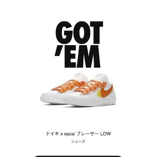 ナイキ(NIKE)のNIKE×sacai ブレザー ロー マグマオレンジ(スニーカー)