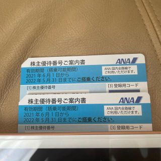 エーエヌエー(ゼンニッポンクウユ)(ANA(全日本空輸))のANA株主優待　国内全路線　2枚(その他)