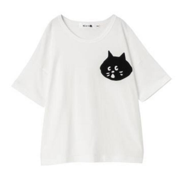 Ne-net(ネネット)のにゃー パッチTシャツ 白 レディースのトップス(Tシャツ(半袖/袖なし))の商品写真