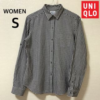 ユニクロ(UNIQLO)の白黒ギンガムチェック フランネルチェックシャ（長袖ブラウス）Sサイズ ユニクロ(シャツ/ブラウス(長袖/七分))