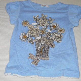 アコバ(Acoba)の衣類 キッズ 100サイズ Tシャツ 半袖 水色 花柄 Acoba★USED(Tシャツ/カットソー)