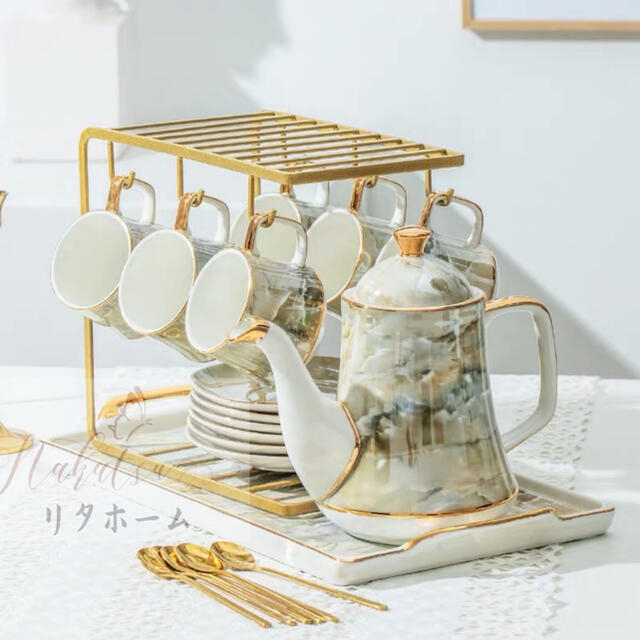 西洋調ティーカップ セット 陶器 高級感 カップ 6客コーヒーカップ 西洋調ティーカップ セット 陶器 高級感 カップ 6客コーヒーカップ