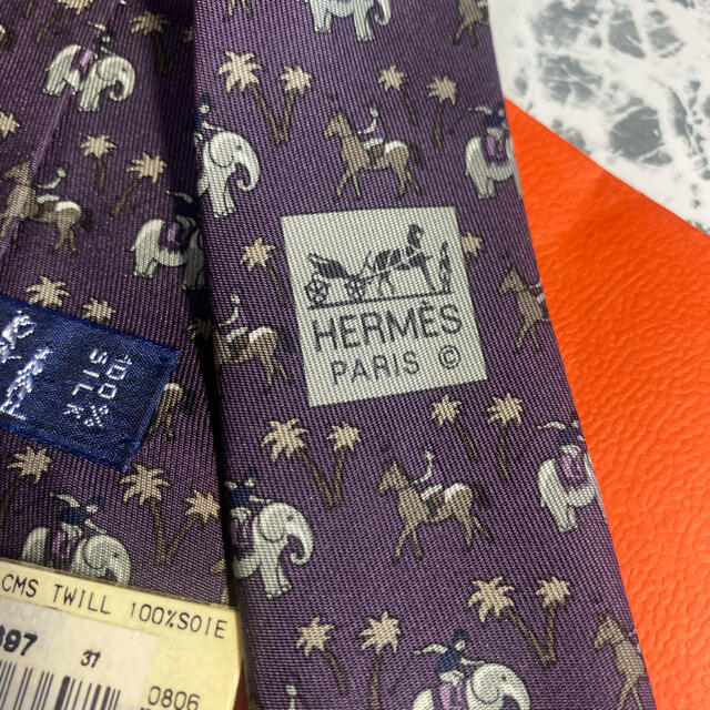 正規/超美品/HERMES/ネクタイ/Horse&elephantデザイン