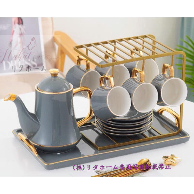 キッチン/食器高級ティーカップ＆ソーサー 6客セット 花柄 陶器．食器 お皿