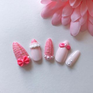 ピンクツイードネイル♡3Dネイル♡地雷系 min nail