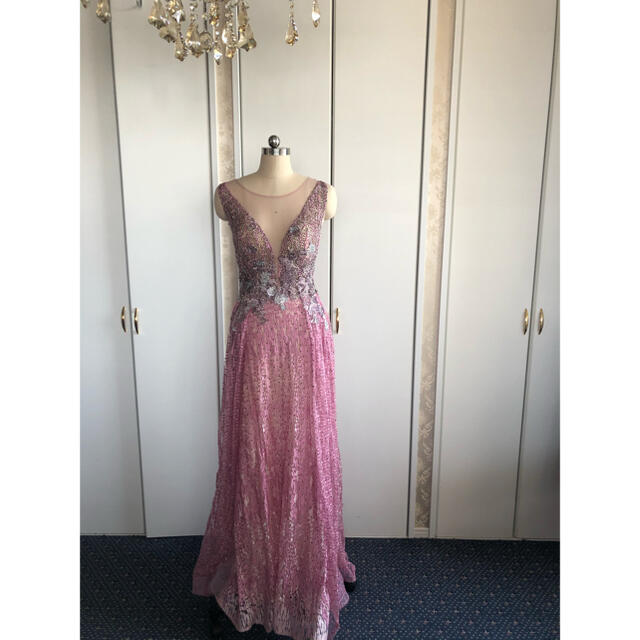 総刺繍Aラインロングドレス演奏会ステージ誕生二次会パティー 総刺繍Aラインロングドレス演奏会ステージ誕生二次会パティー