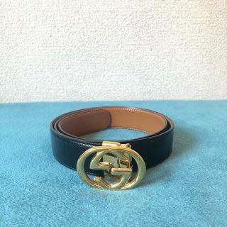 グッチ(Gucci)のGUCCI グッチ　ゴールド　バックル　GG ロゴ　ベルト　黒(ベルト)