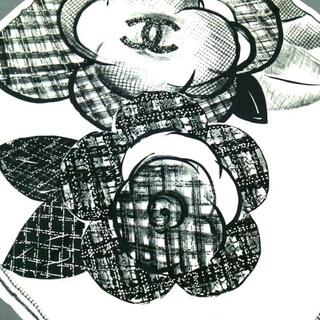 シャネル(CHANEL)のシャネル スカーフ美品  - 白×黒×グレー(バンダナ/スカーフ)