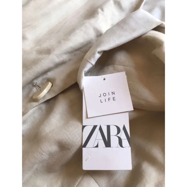 ZARA(ザラ)の新品タグ付き　ZARA リネン サファリジャケット レディースのジャケット/アウター(ノーカラージャケット)の商品写真