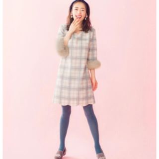 ウィルセレクション(WILLSELECTION)のウィルセレクション  シャギーチェック袖ファーワンピース(ひざ丈ワンピース)