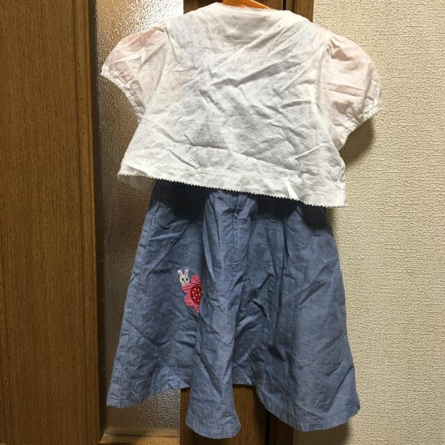 ミキハウス　ワンピース　ジャンスカ　100 キッズ/ベビー/マタニティのキッズ服女の子用(90cm~)(ワンピース)の商品写真