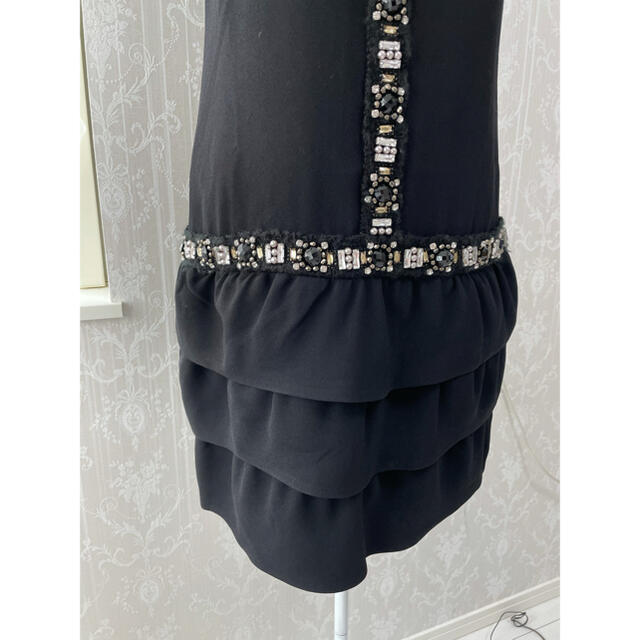 GRACE CONTINENTAL(グレースコンチネンタル)のグレースコンチネンタル　ワンピース　ビジュー　ブラック　レディース　S M レディースのフォーマル/ドレス(ミディアムドレス)の商品写真
