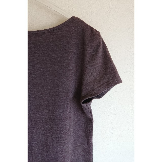 H&M(エイチアンドエム)のEUR36【H&M】シンプル無地フレンチスリーブTシャツ 茶 半袖Tシャツ レディースのトップス(Tシャツ(半袖/袖なし))の商品写真