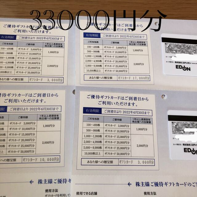 エディオン 株主優待 33000円分 - ショッピング