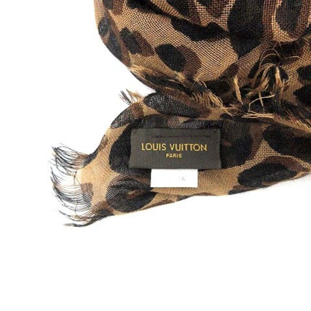 LOUIS VUITTON(ルイヴィトン)のルイヴィトン ストール ショール 大判 レオパード カシミヤ シルク混 茶 黒 レディースのファッション小物(ストール/パシュミナ)の商品写真