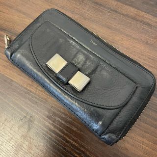 クロエ(Chloe)のChloe クロエ 長財布 財布 黒 リボン(財布)