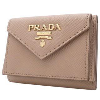 プラダ(PRADA)のプラダ 3つ折り財布 サフィアーノレザー ベージュ 40800072649(財布)