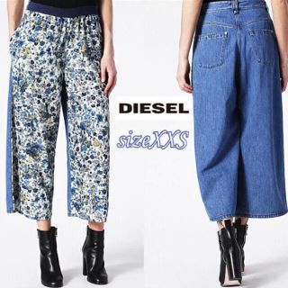 ディーゼル(DIESEL)のsizeXXS◆匿名配送☆DIESEL 花柄ワイドパンツ ウエストゴム デニム調(カジュアルパンツ)