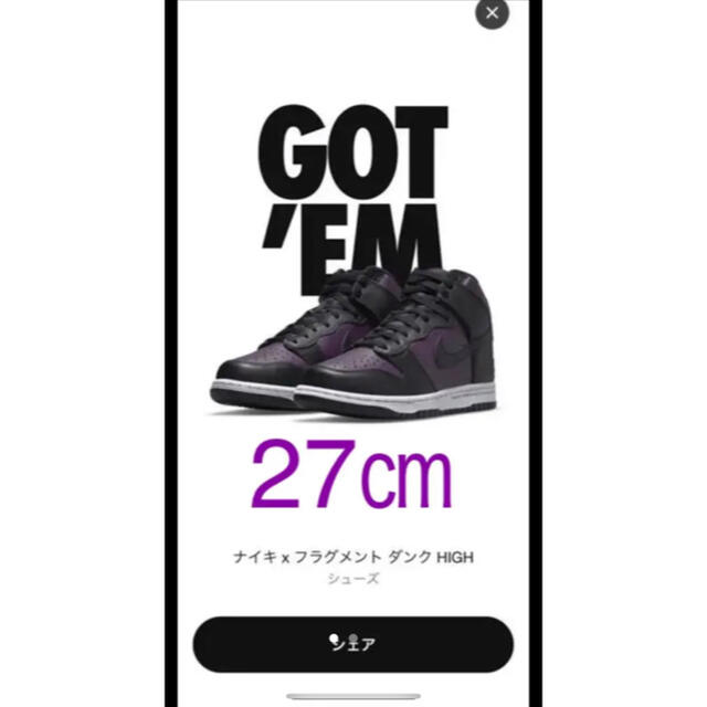 dunkNIKE ナイキ ダンク ハイ フラグメント ダンクハイ