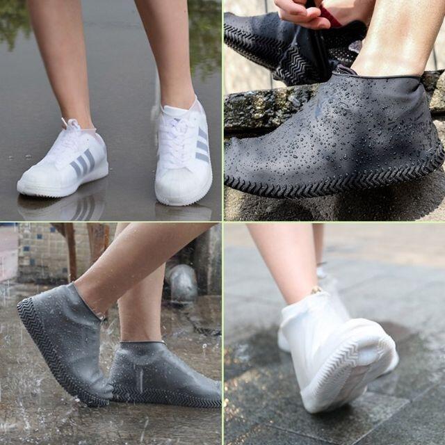 黒(サイズL) シリコン シューズカバー レインシューズ 防水 靴カバー 雨の日 メンズの靴/シューズ(長靴/レインシューズ)の商品写真
