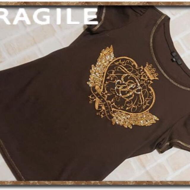 FRAGILE(フラジール)のフラジール　ラメ付きカットソー　濃茶 レディースのトップス(カットソー(半袖/袖なし))の商品写真