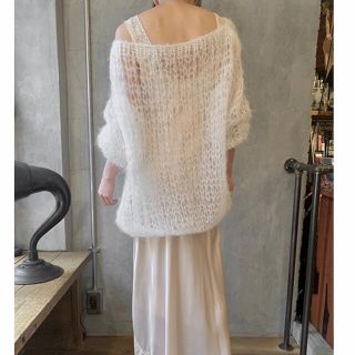 birthdeath ホワイト手編みモヘアフィッシュネットセーター