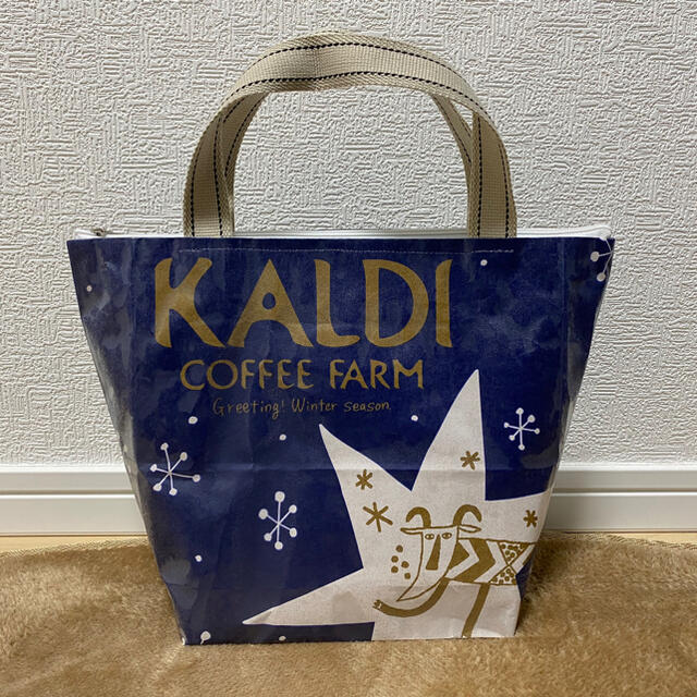 【ハンドメイド】紙袋リメイク保冷バッグ【KALDI】 ハンドメイドのファッション小物(バッグ)の商品写真