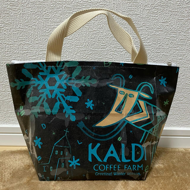 【ハンドメイド】紙袋リメイク保冷バッグ【KALDI】 ハンドメイドのファッション小物(バッグ)の商品写真