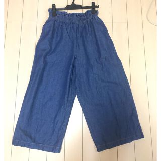 ドットアンドストライプスチャイルドウーマン(Dot&Stripes CHILDWOMAN)の綿麻デニム　ワイドパンツ　フリーサイズ(デニム/ジーンズ)