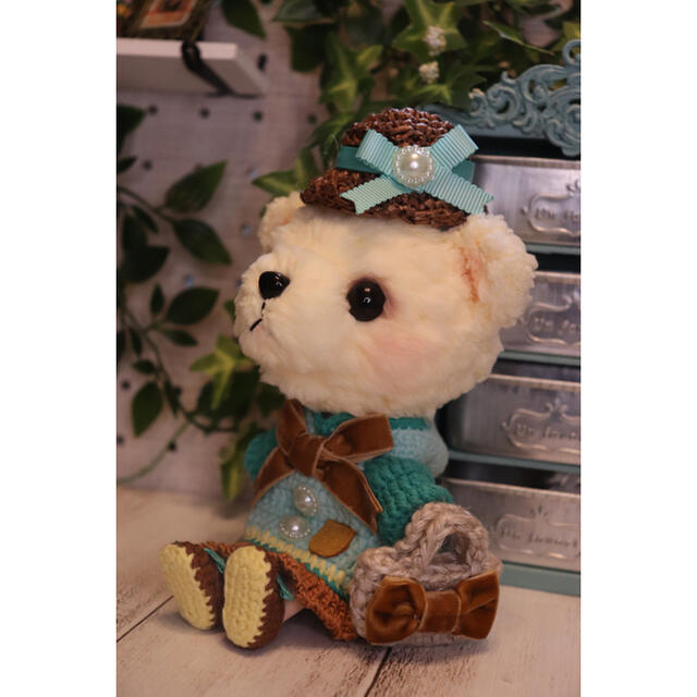 創作ドール　可動ボディ　　クリーム熊ちゃん　人形　編みぐるみ　ブライス　友達 ハンドメイドのぬいぐるみ/人形(人形)の商品写真