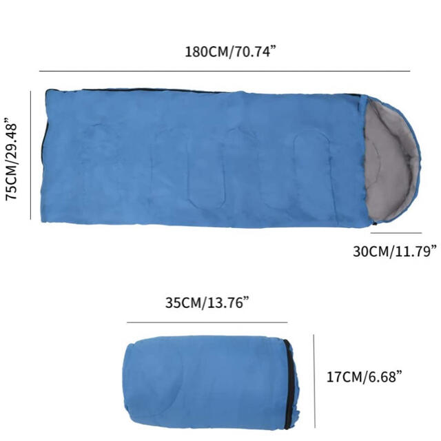 寝袋 封筒型 170T防水 キャンプ スリーピングバッグ 0.71kg  スポーツ/アウトドアのアウトドア(寝袋/寝具)の商品写真