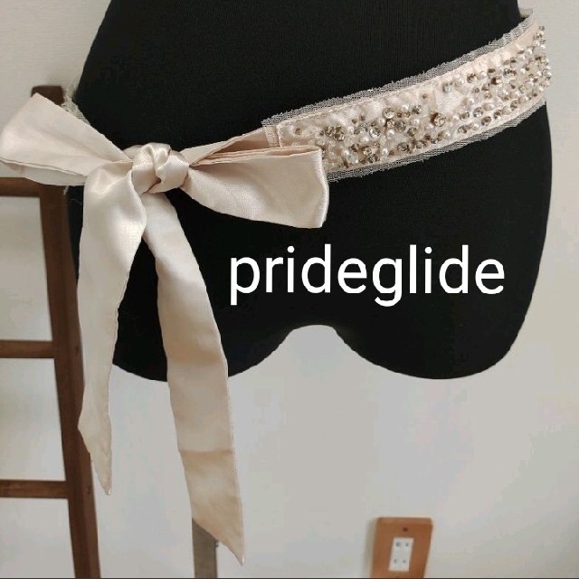 prideglide(プライドグライド)のプライドグライド ビジュー サテンリボンベルト 薄ピンク   レディースのファッション小物(ベルト)の商品写真