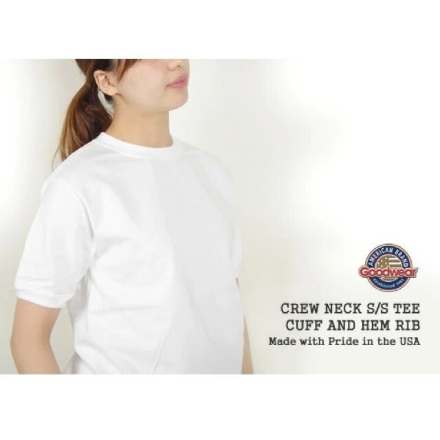 新品☆GOODWEAR  クルーネック半袖リブTシャツ  オフブラック　Sサイズ レディースのトップス(Tシャツ(半袖/袖なし))の商品写真