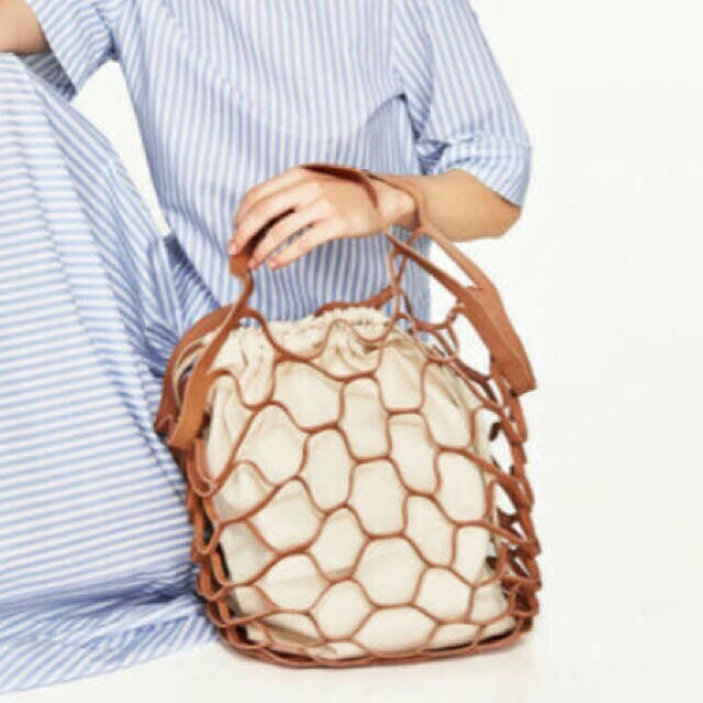 レッド系 ZARA ザラ レザーメッシュトートバッグ スエードバッグ かごバッグ 通販 ZARA メッシュカゴバッグ