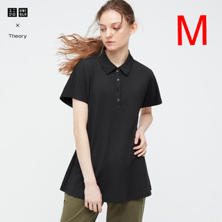 ユニクロ(UNIQLO)のユニクロ　エアリズムAラインポロシャツ M  ブラック　新品(ポロシャツ)