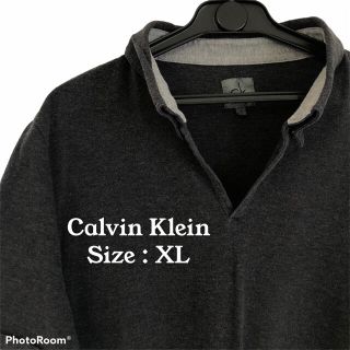 カルバンクライン(Calvin Klein)の週末SALE中❣️カルバンクライン　ポロシャツ　ダークグレイ　XL  無地(ポロシャツ)