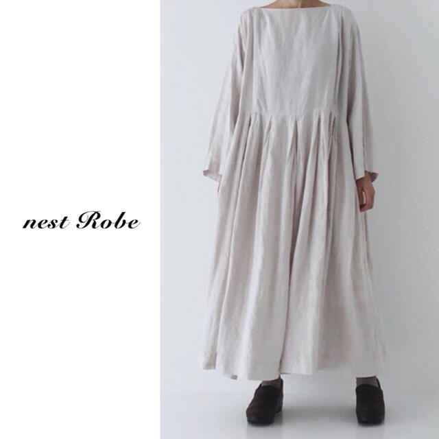 ロングワンピース/マキシワンピースnest robe（ネストローブ）| リネンボートネックウエストタックワンピース