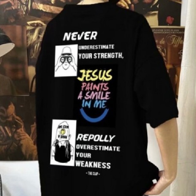 【2021夏新作】韓国 NEVER プリント　ビッグシルエット　Tシャツ メンズのトップス(Tシャツ/カットソー(半袖/袖なし))の商品写真