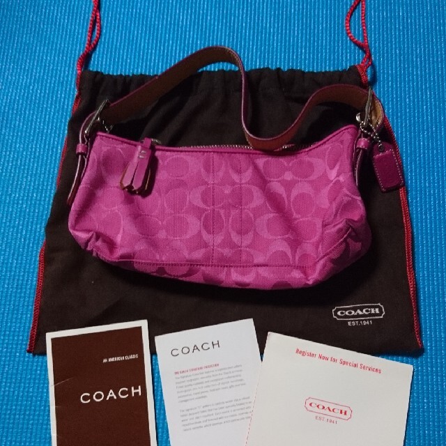 バッグCOACH コーチ シグネチャー パーティーバッグ 手提げ ハンドバッグ ピンク