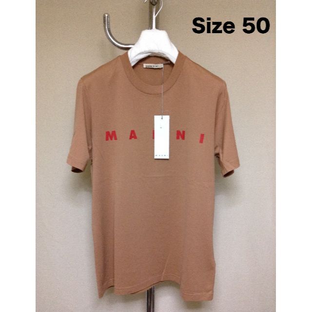 新品 50 20aw MARNI ロゴ Tシャツ ブラウン ベージュ 9888