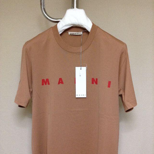 新品 50 20aw MARNI ロゴ Tシャツ ブラウン ベージュ 9888