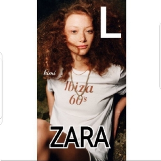 ザラ(ZARA)のZARA　(L　レッド)　テキストTシャツ　ロゴTシャツ(Tシャツ(半袖/袖なし))